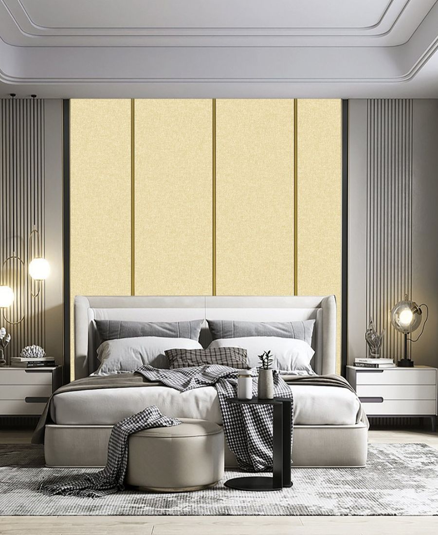 Acoustic Waterproof Yellow Fabric Wall Covering (Set Of 2 Rolls 39sq.ft)