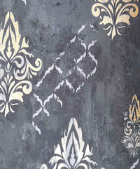 Golden Damask Gray Textured Wallpaper 57 S.ft Rolls for Wall Decoration.