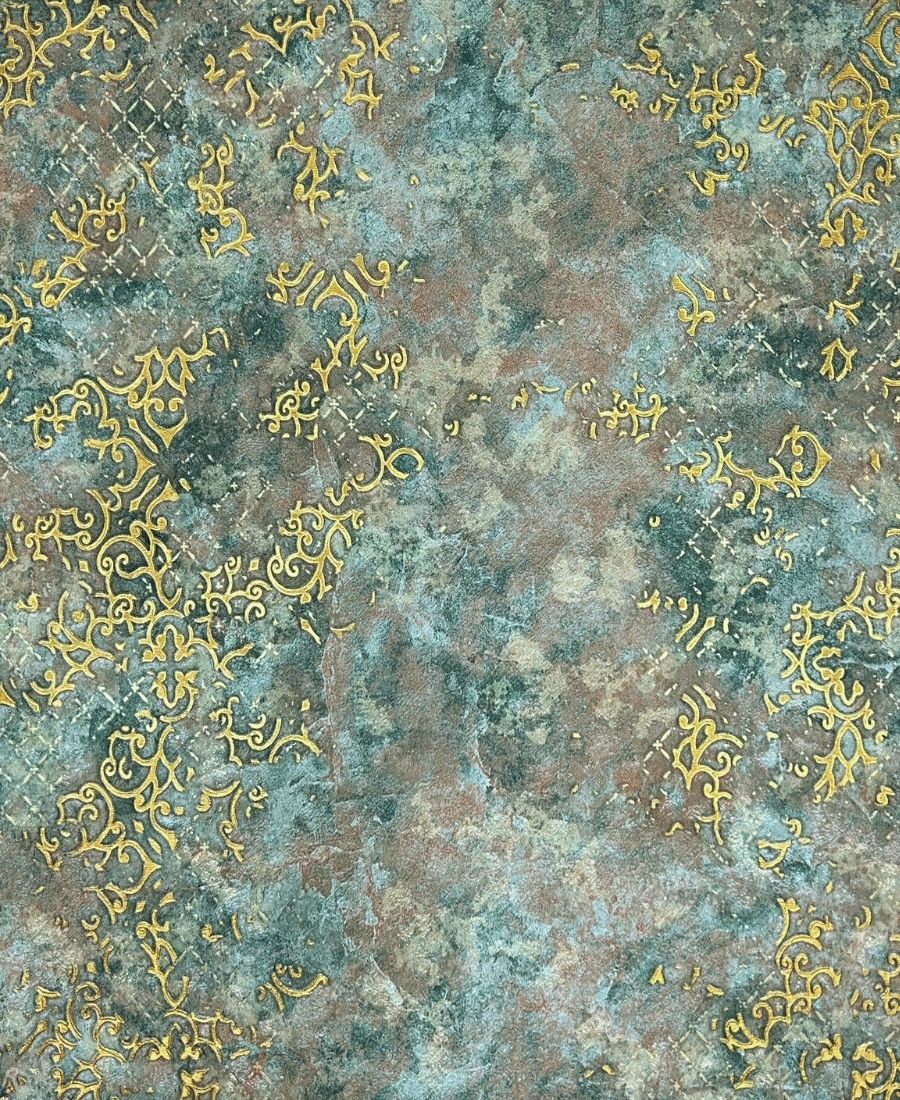 Green Golden Textured Wallpaper Roll for Wall Covering Living Room, Bedroom Wall Tejas