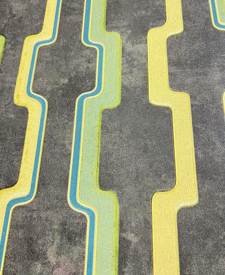 EXCEL, WALLCOVERINGS Vinyl Abstract Geometric Designs Wallpaper (Black Metallic - 10.05x0.53mtr)- Z101-2