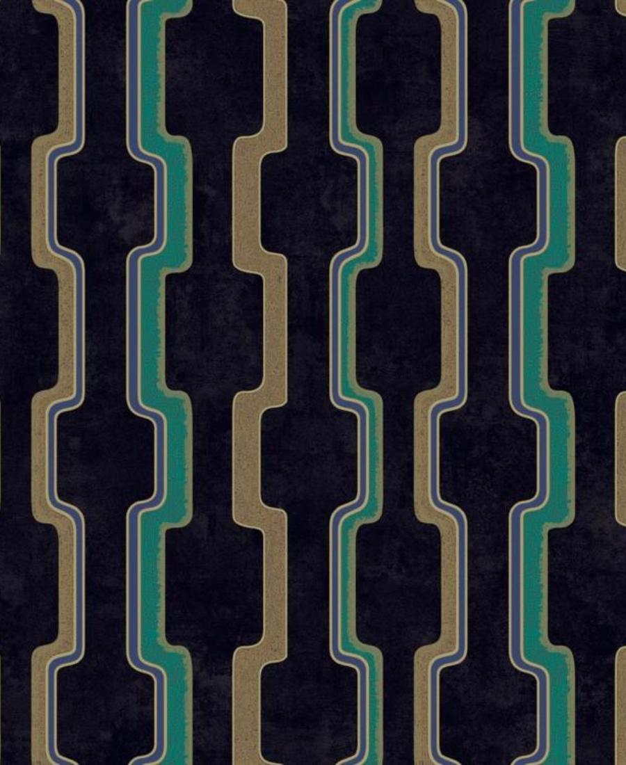 EXCEL, WALLCOVERINGS Vinyl Abstract Geometric Designs Wallpaper (Black Metallic - 10.05x0.53mtr)- Z101-2