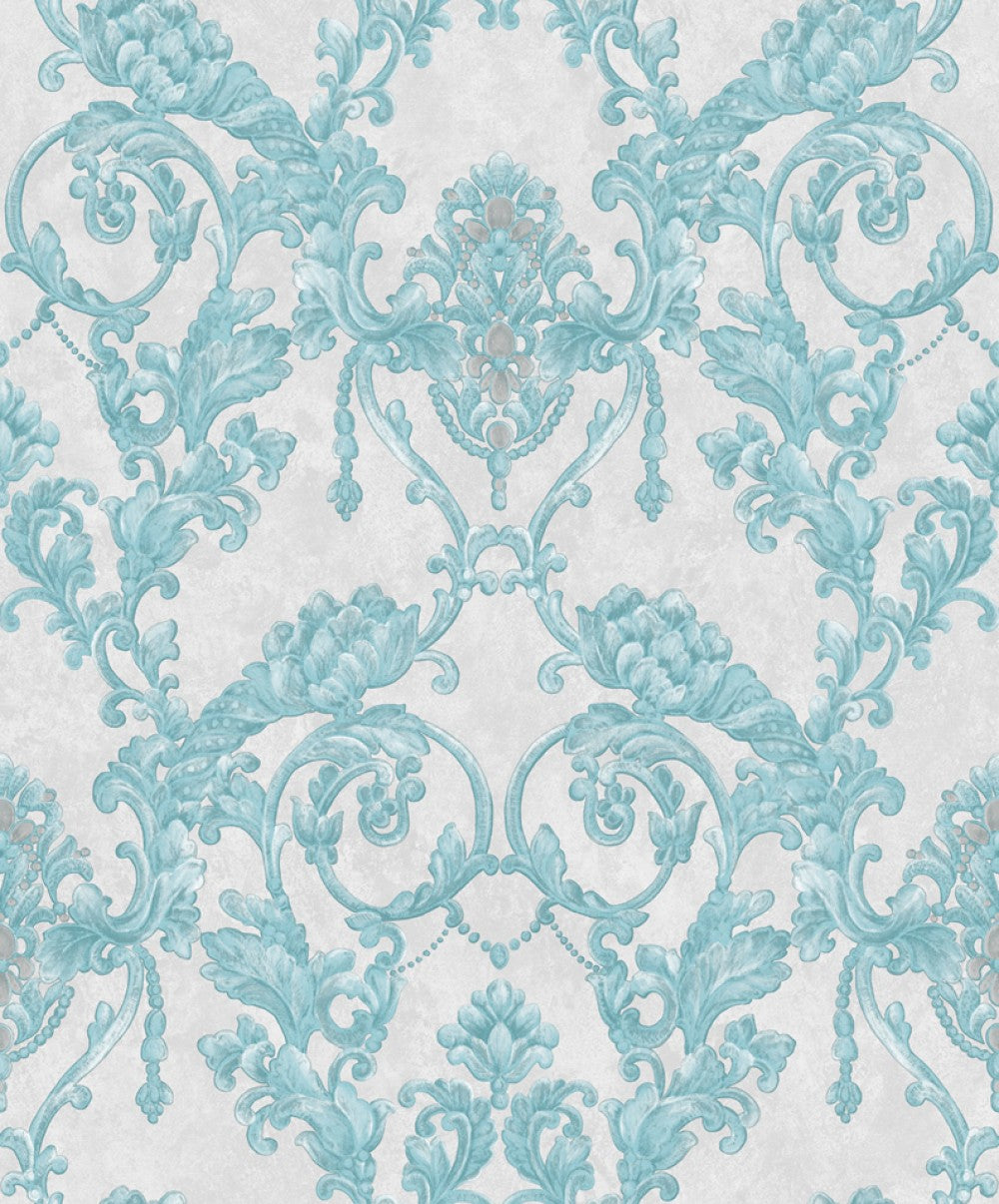 Blue Damask Highlight Sparkle Wallpaper