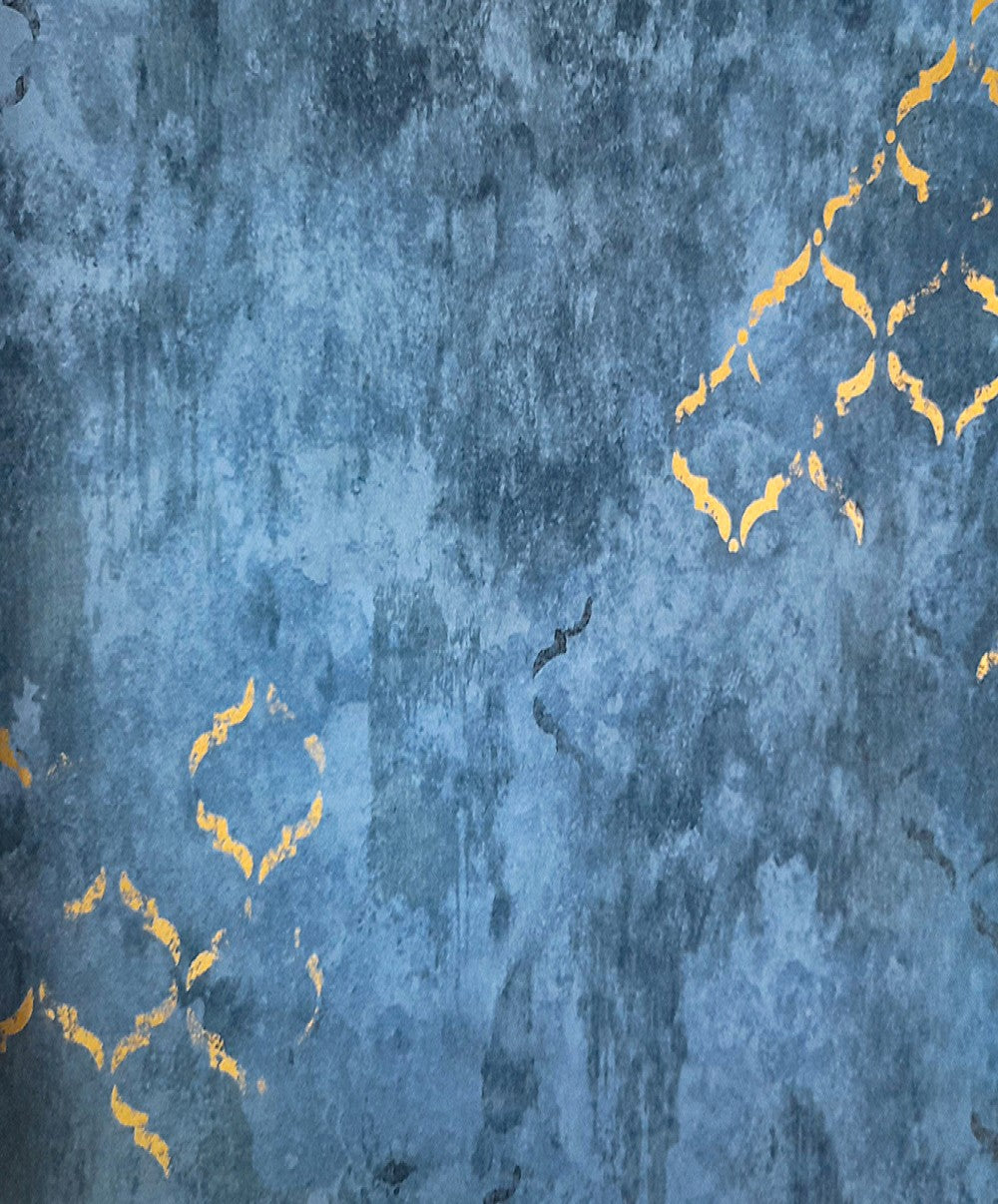 Textured Blue Gold Mix Lisbon Wallpaper Roll. Roll Size 57 Sq.ft Small View