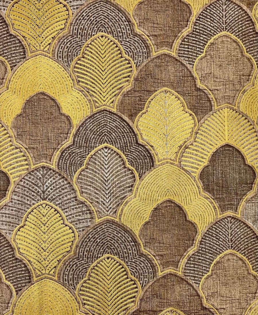 Copper Serenity Damask Cream & Yellow Modern Wallpaper FE3024