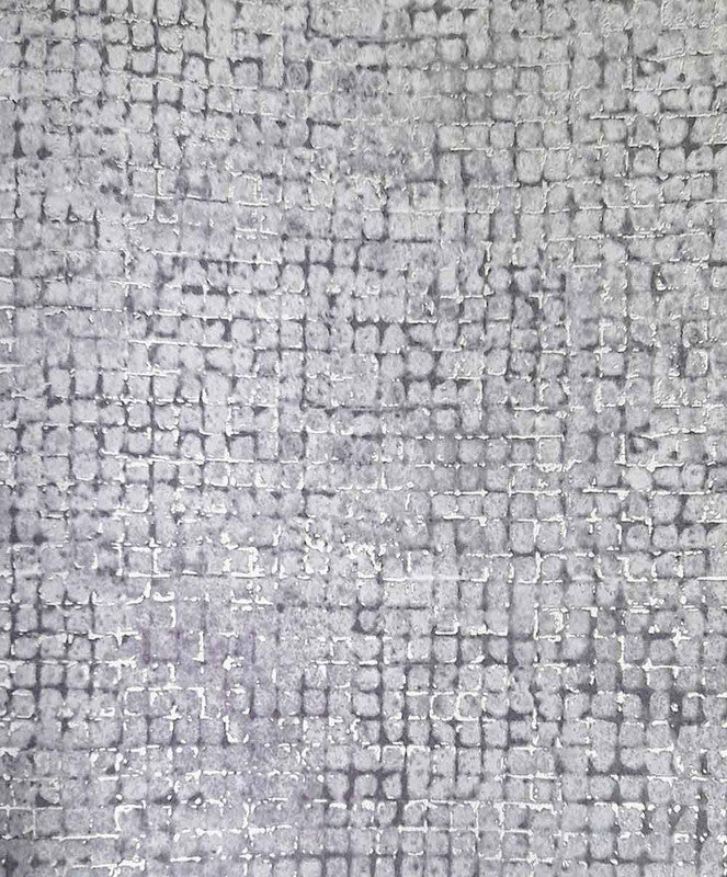 Gray Silver Square Foil Tone Lisbon Wallpaper