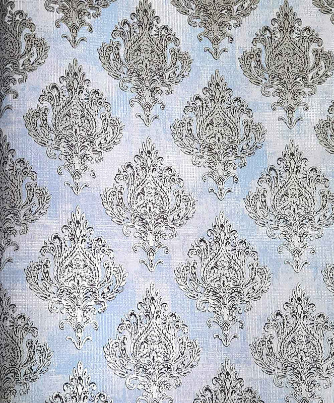 Silver Foil Damask Design Premium Lisbon Wallpaper