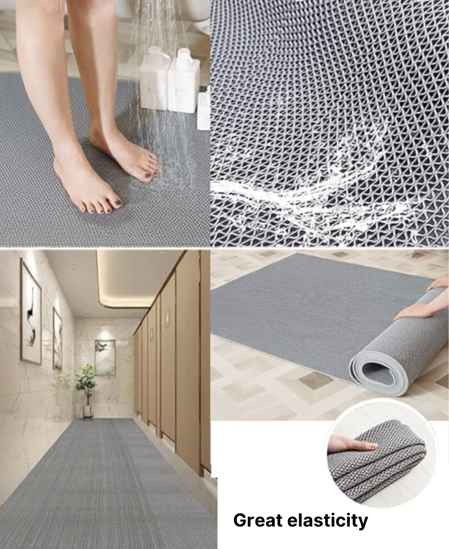Anti Skid PVC Rubber Floor Mat | Multipurpose Waterproof Mat for Bathroom Entrance Shower & Swimming Pool | Durable Non-Slip Carpet,Rainmat & Doormat for Indoor & Outdoor Use,4x3ft Grey