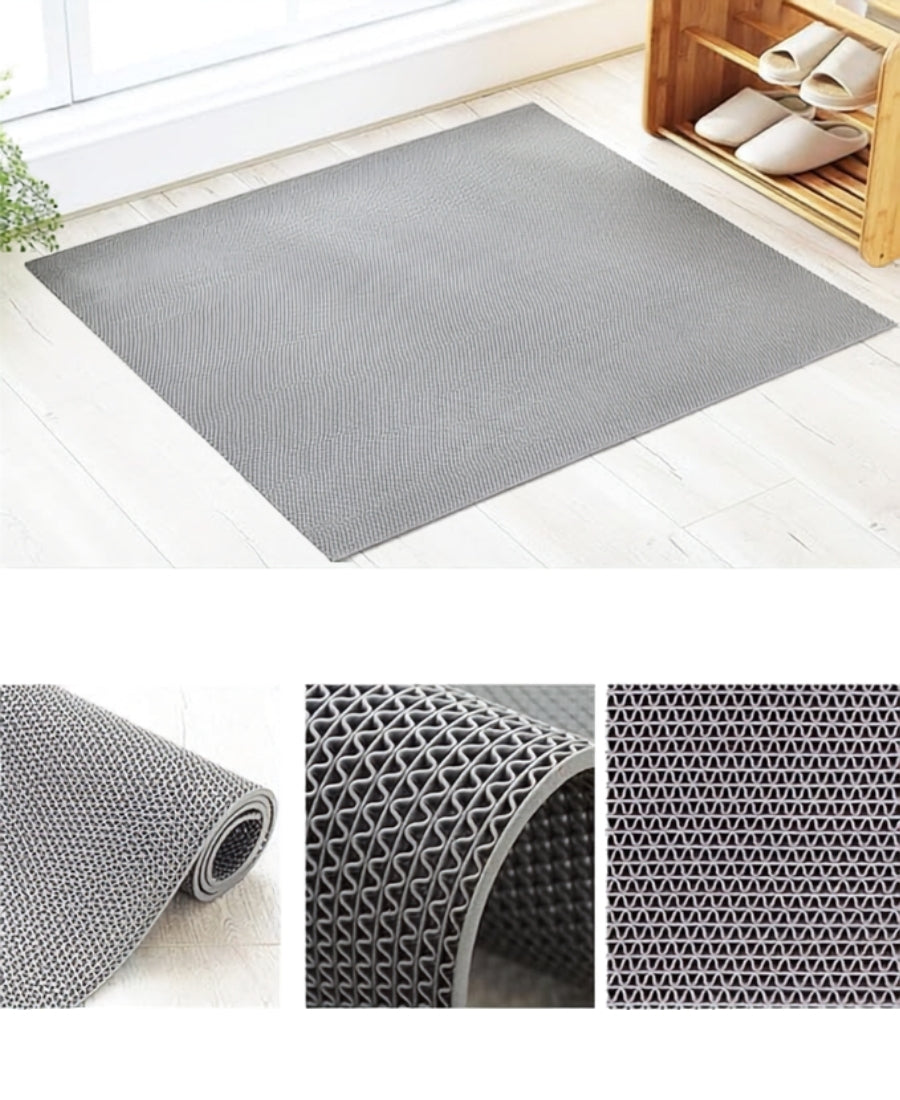 Anti Skid PVC Rubber Floor Mat | Multipurpose Waterproof Mat for Bathroom Entrance Shower & Swimming Pool | Durable Non-Slip Carpet,Rainmat & Doormat for Indoor & Outdoor Use,4x3ft Grey