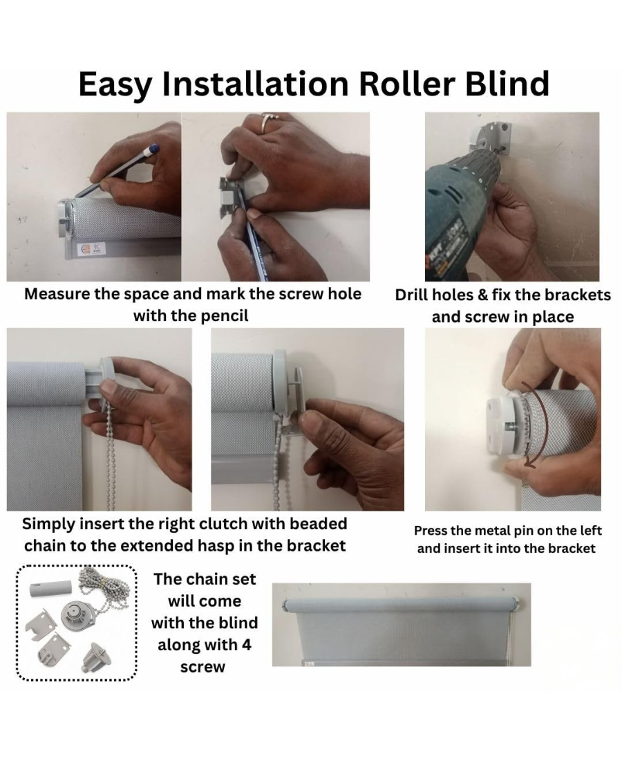 Roller Blinds Direct fix or Pelmet Model option Folded fabric design 1055