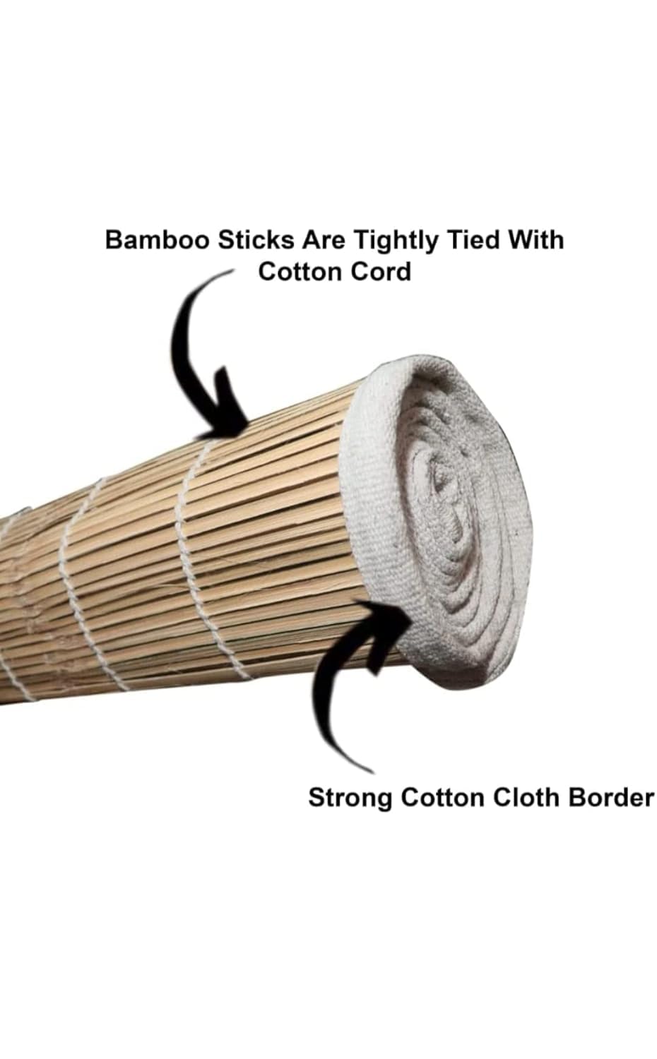 Bamboo Chick Blinds for Balcony Windows Roll Up Rope Mechanism Bamboo Shade Waterproof Sunlight UV Dust Protection Curtain for Home Hotel Dhaba Resort