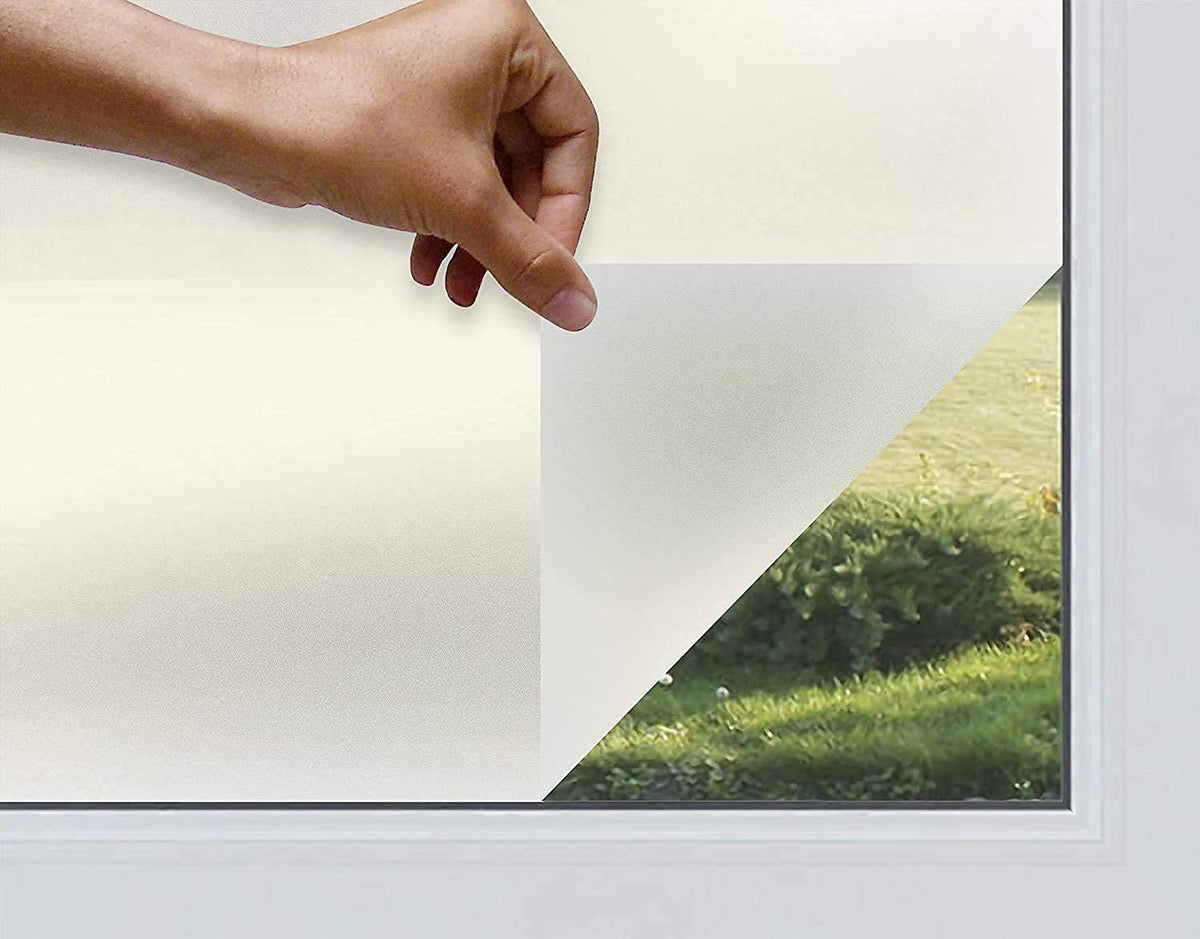 Glass Film White Horizontal Window Privacy Film, Removable, Peep-Proof, Static Cling, Heat Control, UV Protection, Anti-Glare, Ideal for Home(24 x 48 Inch)