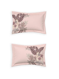 D'Decor 100% Cotton King Size Bedsheet with 2 Pillow Covers | 180 TC Digital Print Floral Design | 274cm x 274cm | Emerald (Silver Pink)