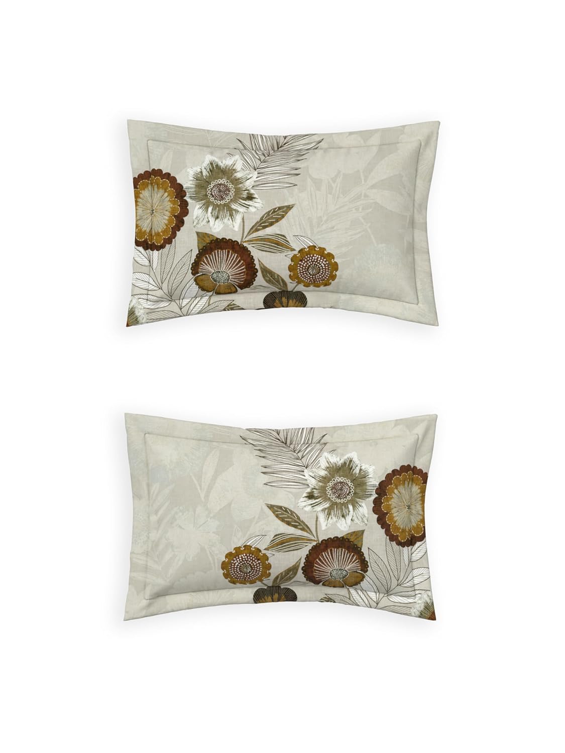 D'Decor 100% Cotton King Size Bedsheet with 2 Pillow Covers | 180 TC Digital Print Floral Design | 274cm x 274cm | Grid (Mustard) (Copy)