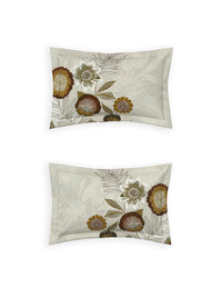 D'Decor 100% Cotton King Size Bedsheet with 2 Pillow Covers | 180 TC Digital Print Floral Design | 274cm x 274cm | Grid (Mustard) (Copy)
