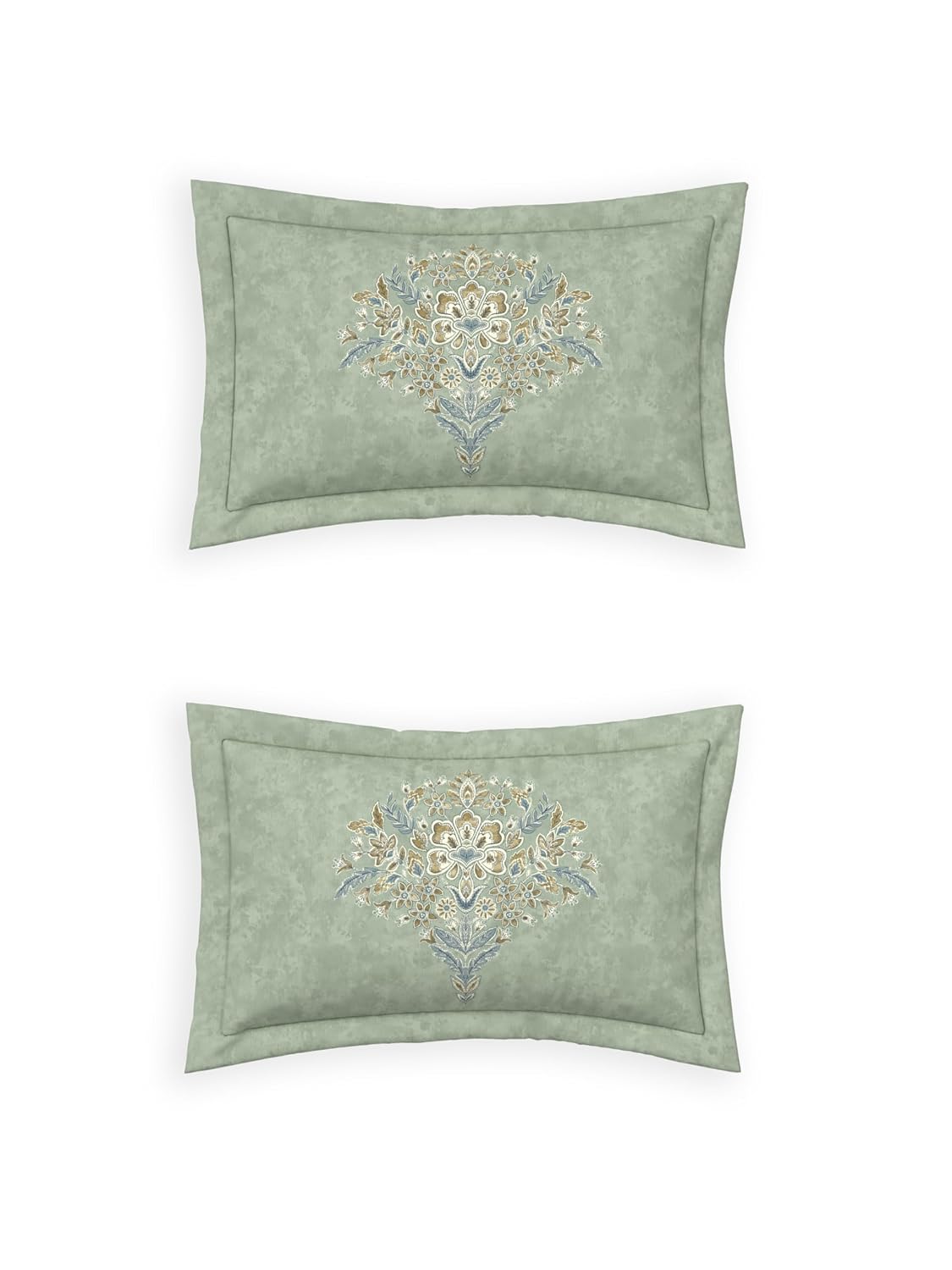 D'Decor 100% Cotton King Size Bedsheet with 2 Pillow Covers | 180 TC Digital Print Floral Design | 274cm x 274cm | Opaline (SAGE)