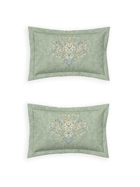 D'Decor 100% Cotton King Size Bedsheet with 2 Pillow Covers | 180 TC Digital Print Floral Design | 274cm x 274cm | Opaline (SAGE)
