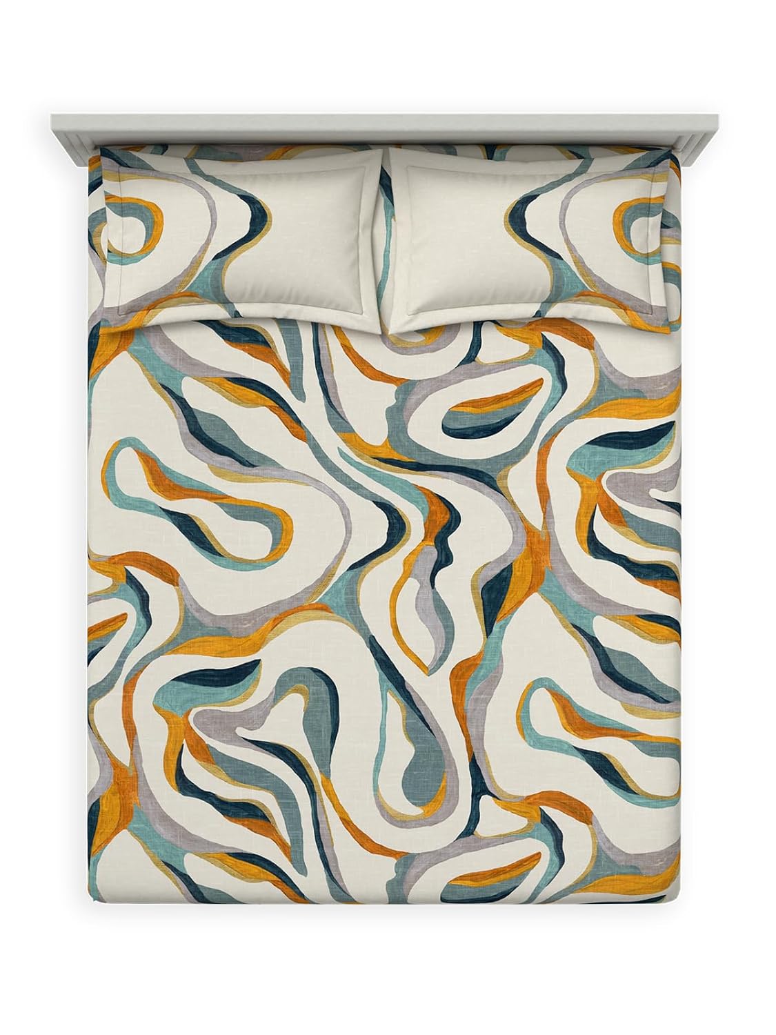 D'Decor 100% Cotton King Size Bedsheet with 2 Pillow Covers | 180 TC Digital Print Floral Design | 274cm x 274cm | Flux (Aquifer)