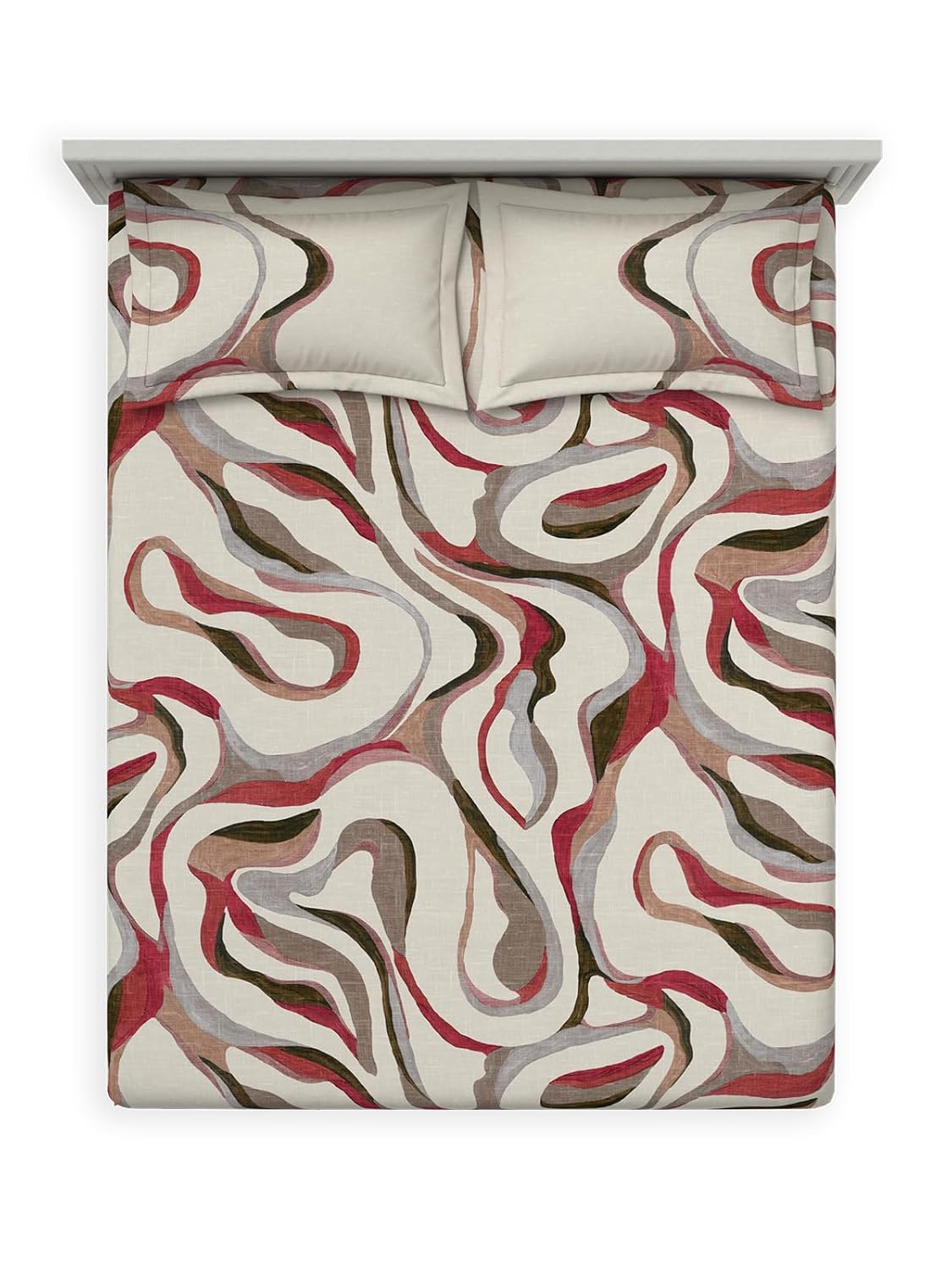 D'Decor 100% Cotton King Size Bedsheet with 2 Pillow Covers | 180 TC Digital Print Floral Design | 274cm x 274cm | Flux (Haute RED)
