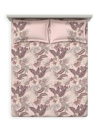 D'Decor 100% Cotton King Size Bedsheet with 2 Pillow Covers | 180 TC Digital Print Floral Design | 274cm x 274cm | Emerald (Silver Pink)