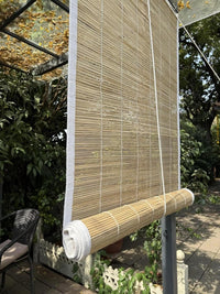 Bamboo Chick Blinds for Balcony Windows Roll Up Rope Mechanism Bamboo Shade Waterproof Sunlight UV Dust Protection Curtain for Home Hotel Dhaba Resort