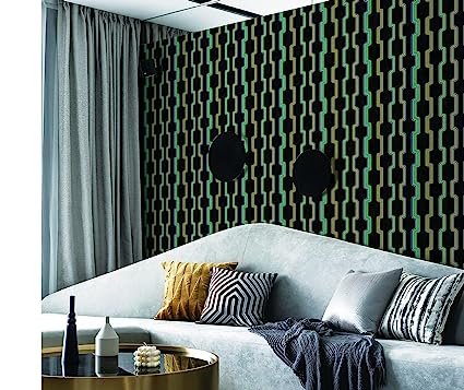 EXCEL, WALLCOVERINGS Vinyl Abstract Geometric Designs Wallpaper (Black Metallic - 10.05x0.53mtr)- Z101-2