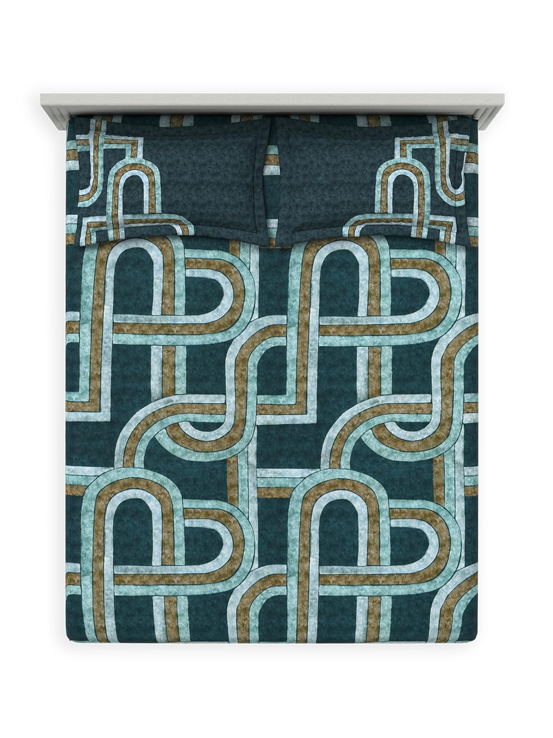 DDECOR Live beautiful 100% Combed Cotton King Bedsheet with 2 Pillow Covers | Geometric 145TC | Soft & Comfortable | Perfect for Everyday Bedroom Use | Primary Collection | 229 CM X 274 CM - Blue