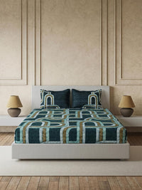 DDECOR Live beautiful 100% Combed Cotton King Bedsheet with 2 Pillow Covers | Geometric 145TC | Soft & Comfortable | Perfect for Everyday Bedroom Use | Primary Collection | 229 CM X 274 CM - Blue