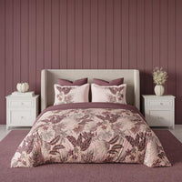 D'Decor 100% Cotton King Size Bedsheet with 2 Pillow Covers | 180 TC Digital Print Floral Design | 274cm x 274cm | Emerald (Silver Pink)