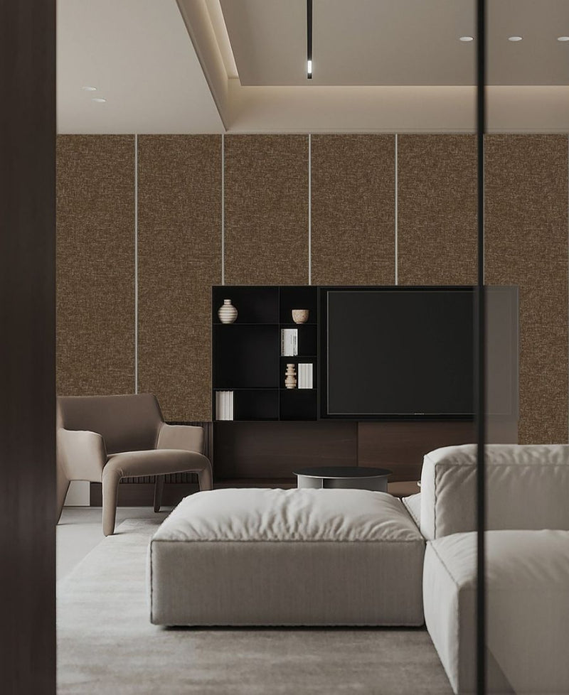 Acoustic Waterproof Brown Fabric Wall Covering (Set Of 2 Rolls 39sq.ft)