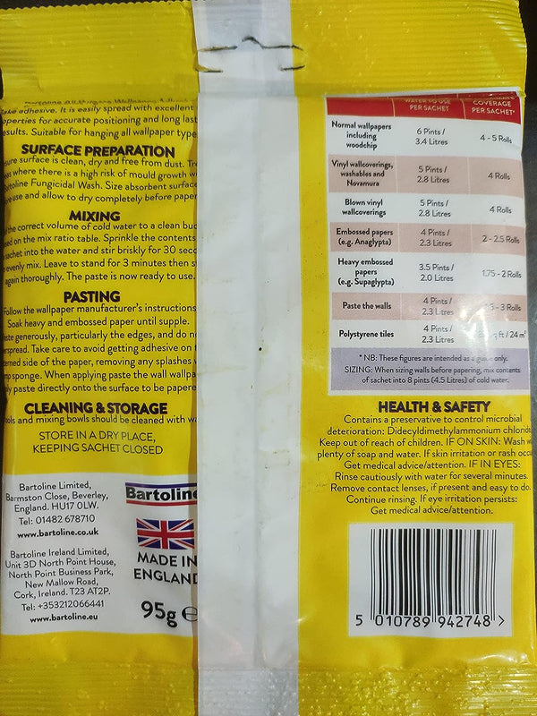 Bartoline All Purpose Wallpaper Adhesive 95 gram Pouch