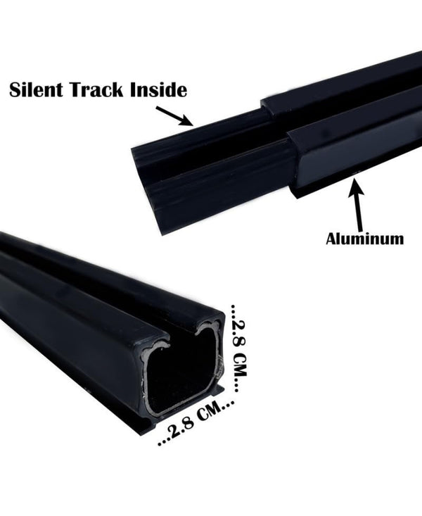 Curtain Track Deluxe Silent Channel for Window/Door/Office Ceiling Fit, Complete Accessories Set With Runners, Hooks, End Caps, Wall Brackets, Screws & Wallplugs