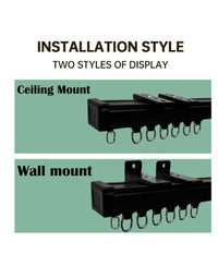 Curtain Track Deluxe Silent Channel for Window/Door/Office Ceiling Fit, Complete Accessories Set With Runners, Hooks, End Caps, Wall Brackets, Screws & Wallplugs