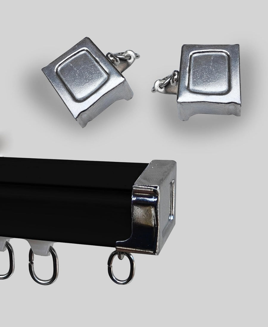 Curtain Track Deluxe Silent Channel for Window/Door/Office Ceiling Fit, Complete Accessories Set With Runners, Hooks, End Caps, Wall Brackets, Screws & Wallplugs
