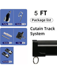 Curtain Track Deluxe Silent Channel for Window/Door/Office Ceiling Fit, Complete Accessories Set With Runners, Hooks, End Caps, Wall Brackets, Screws & Wallplugs
