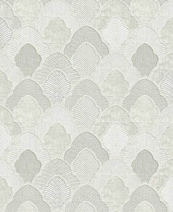 Embossed classy silver geometric Wallpaper