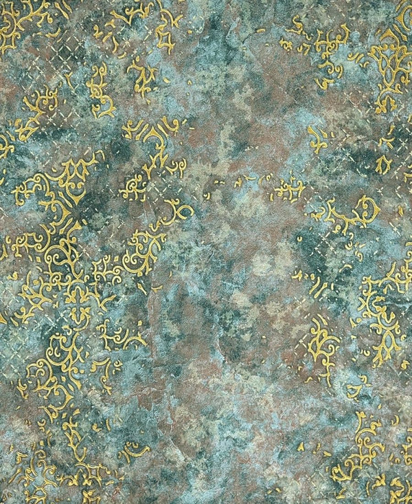 Green Golden Textured Wallpaper Roll for Wall Covering Living Room, Bedroom Wall Tejas