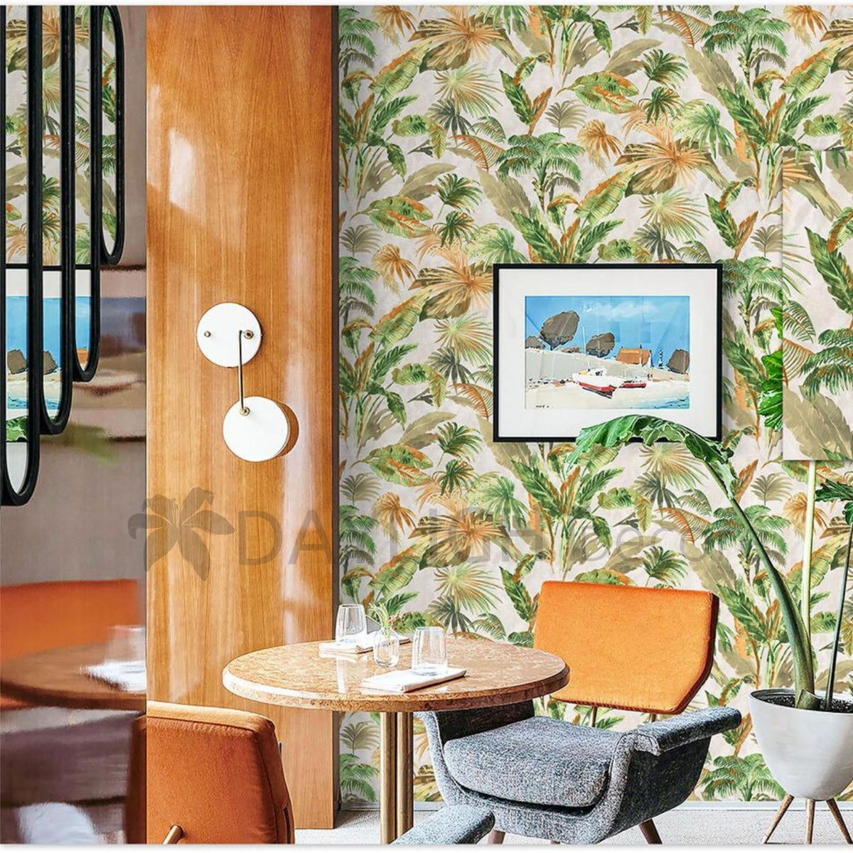 Daylight Decore Tropical Plant Forest Banana Leaf Wallpaper Roll. Home Decor Botanical Wallcovering 55 S.ft Roll Size