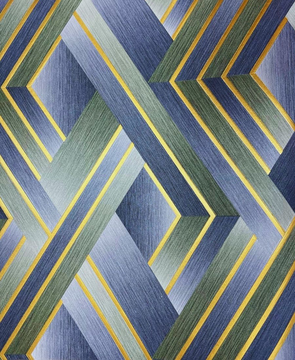 Geometric Golden Stripe Mix Color Wallpaper Roll for Wall Covering Living Room, Bedroom Wall Tejas