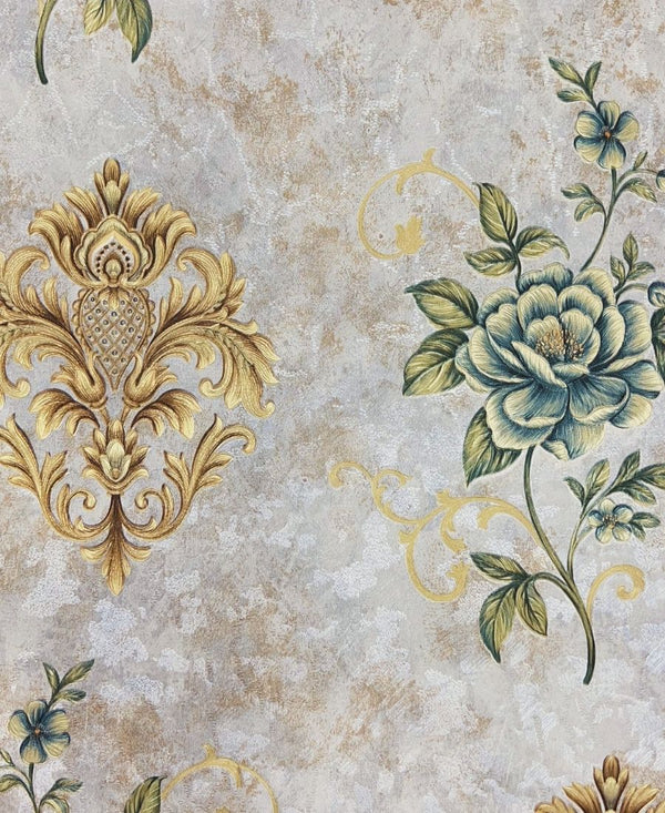 Floral Damask Mix Cream Color Wallpaper Roll for Wall Covering Living Room, Bedroom Wall Tejas