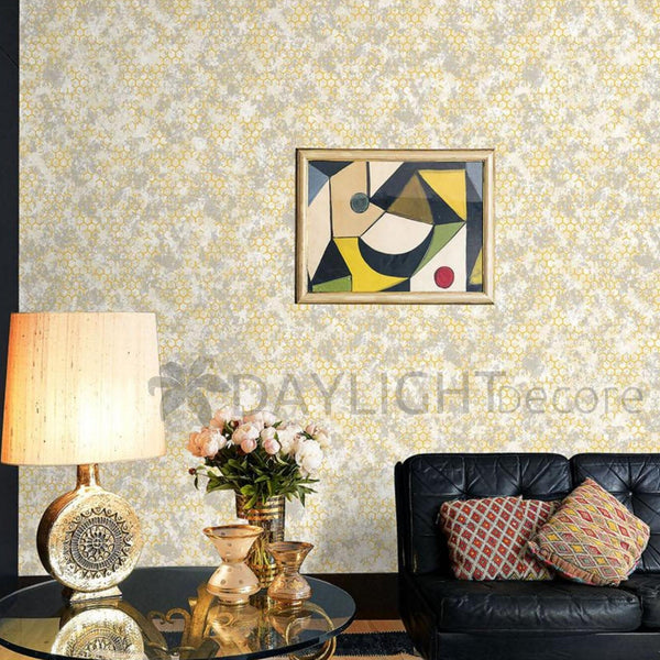 Cream Hexagon Design Honeycomb Wallpaper Premium Quality Wallpaper for wall Use Wall Covering Living Room, Bedroom, Kids Room, Office etc. Roll Qty 55 Sq.ft