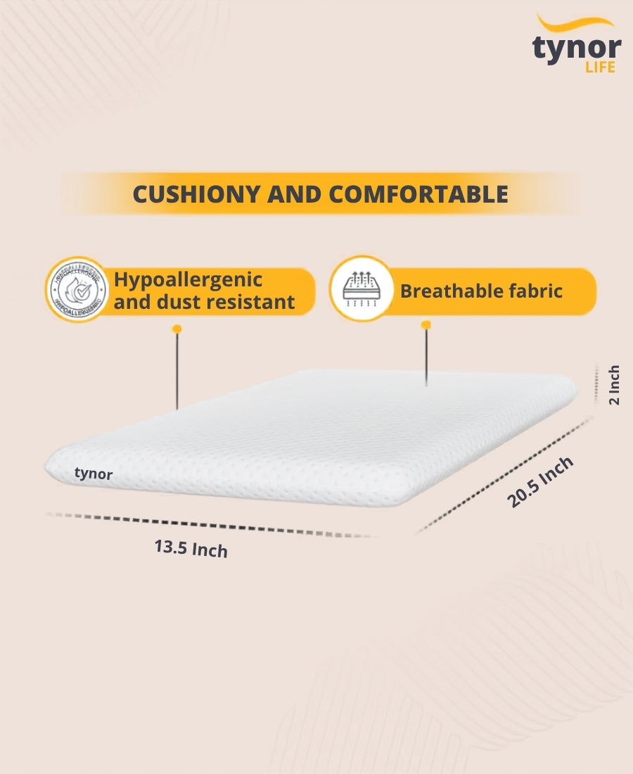 TYNOR Ortho Memory Child Pillow, for Neck Pain Relief & Spine Support, Soft Comfort for Better Sleep | Pressure Relief for Back, Side, & Stomach Sleepers | Universal Fit (White, Child, 1 Unit)