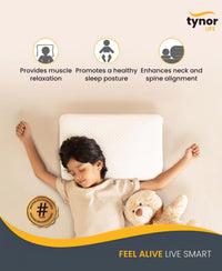 TYNOR Ortho Memory Child Pillow, for Neck Pain Relief & Spine Support, Soft Comfort for Better Sleep | Pressure Relief for Back, Side, & Stomach Sleepers | Universal Fit (White, Child, 1 Unit)