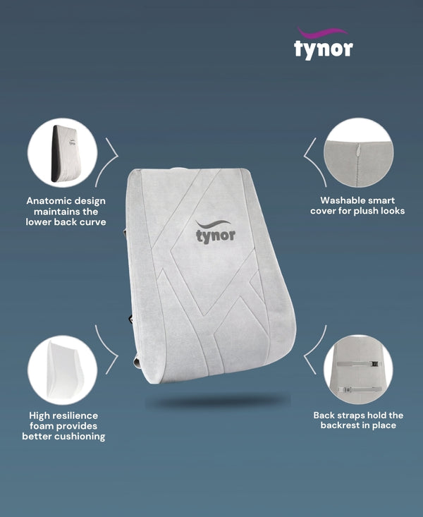 TYNOR Trendz Back Rest, Black, Universal Size, 1 Unit