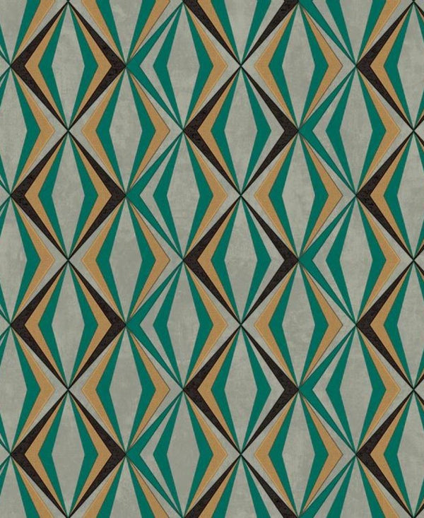 3D Geometric Green Mix Color Wallpaper Roll for Covering Living Room, Bedroom Walls 57 Sqft