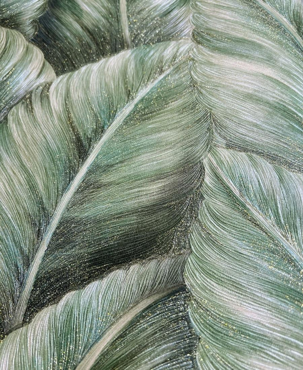 Excel Botanical Design Wallpaper Green Color Roll for Covering Living Room, Bedroom Walls 57 Sqft