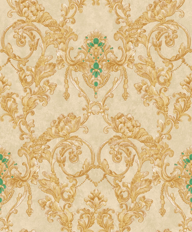 Damask Sparkle light Gold 3d Wallpaper