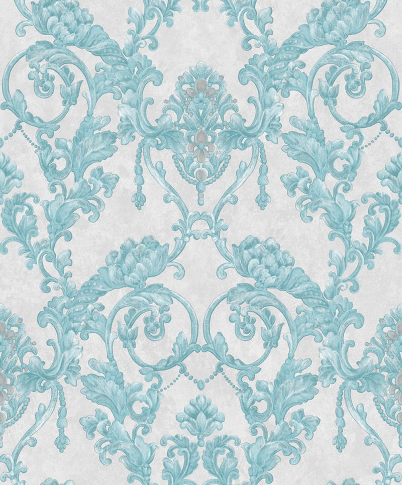 Blue Damask Highlight Sparkle Wallpaper