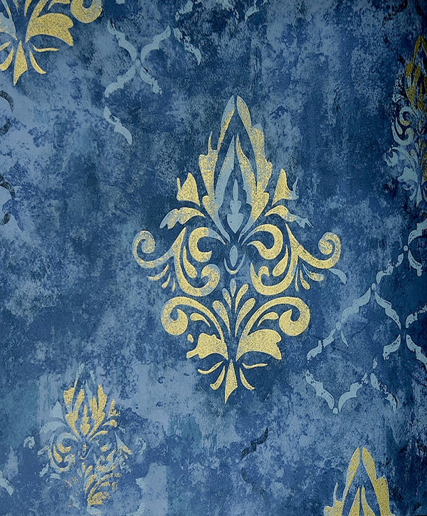 Lisbon Golden Damask blue New Design STC Wallpaper