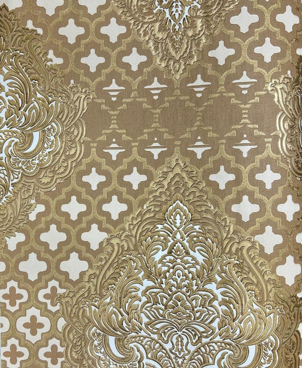 Golden Damask Design Wallpaper for wall FE3061