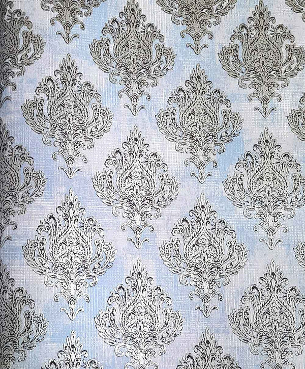 Silver Foil Damask Design Premium Lisbon Wallpaper